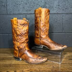 Vintage 70’s Acme Women’s Brown Leather Western Boots Snip Toe USA 6.5 C